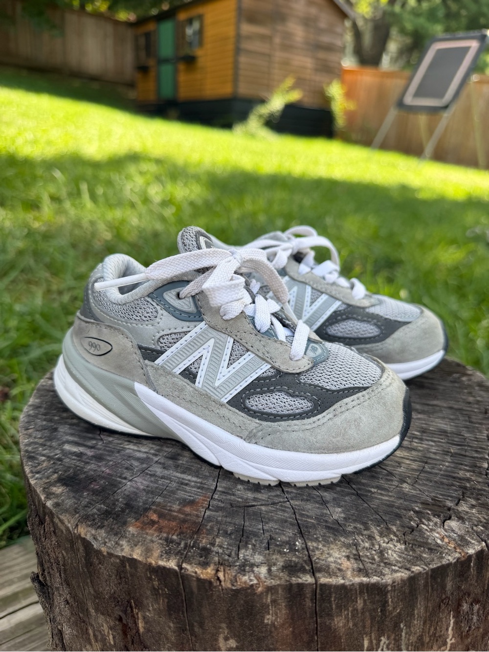 New Balance Kids Gray and White Athletic Sneakers 990